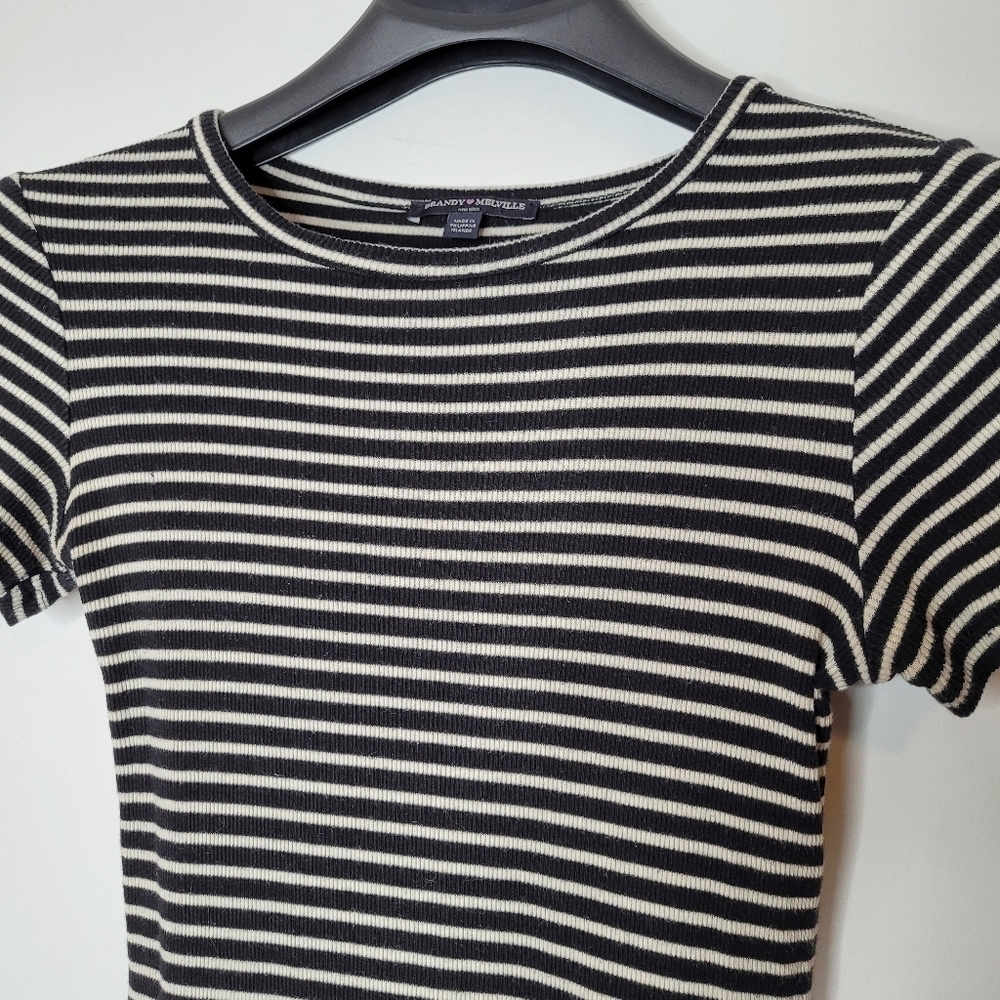 Brandy Melville Short Sleeved Black and White Striped Dress - Picture 4 of 9